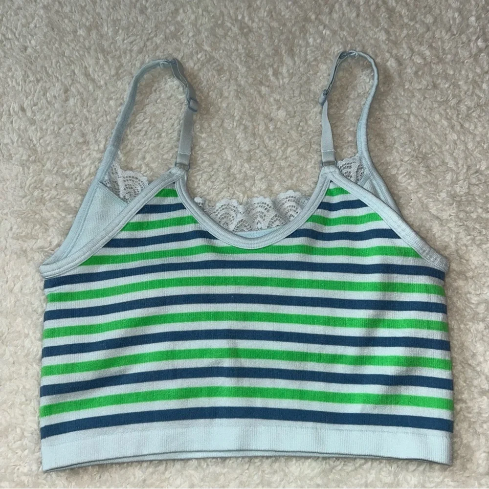 Aerie Seamless Stripped Lace Trim Longline Bra Small NWOT